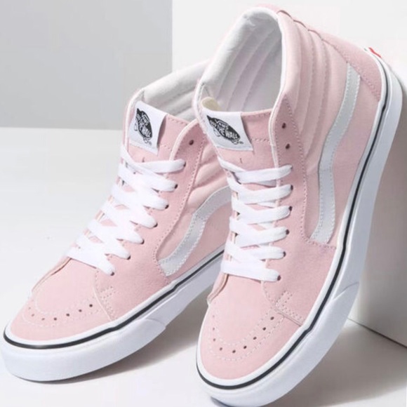 NWT Vans SK8-HI 8 Pink White Lace-Up Hi Top Sneakers - Picture 2 of 3